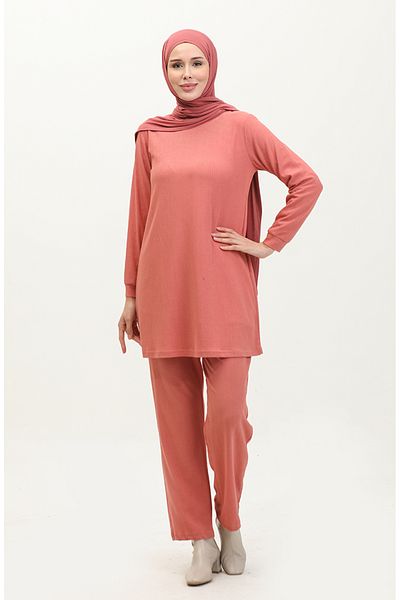 sefamerve Set de tunică și pantaloni Dusty Rose Bürümcük - 20011-01