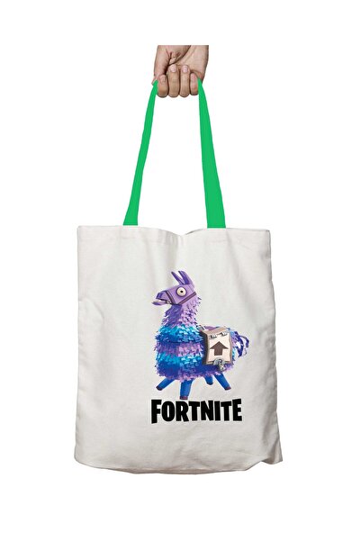 ART HEDİYE حقيبة كتف فورت نايت لاما قابلة للغسل بمقبض أخضر