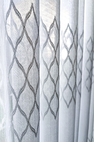Brillant Κουρτίνα από τούλι με κέντημα δαντέλας - 4 σειρές πλισέ