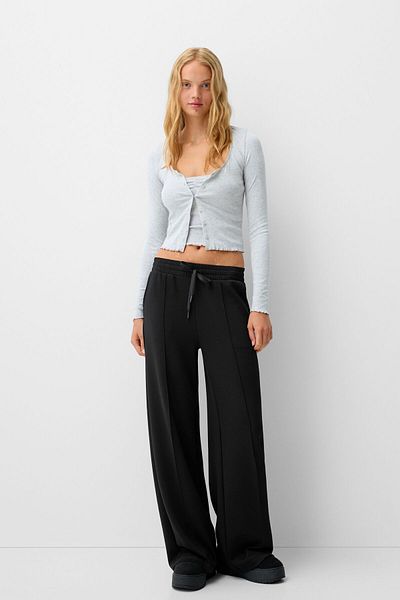 Bershka Soft touch wide-leg trousers