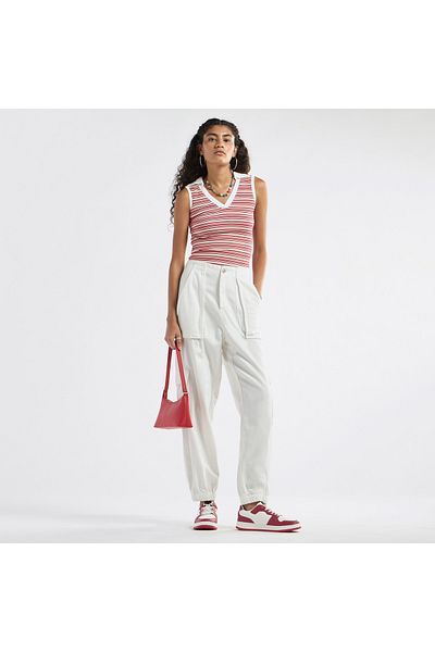 FAV Striped Collared Sleeveless Top