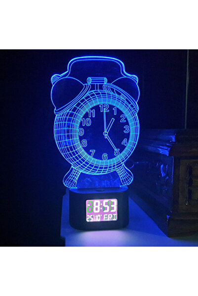 UpWay UpVay 3D İllüzyonlu RGB Işık Animasyonlu Çalar Masa Saati Gece Lambası