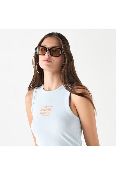 SP Characters Embossed Sleeveless Tank Top with Crew Neck