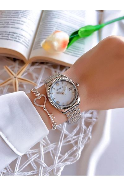 Ferrucci 30 Mt Water Resistant Women's Wristwatch and Bracelet Set with Steel Cord - Calendar Dial Bgf.1.13016.1