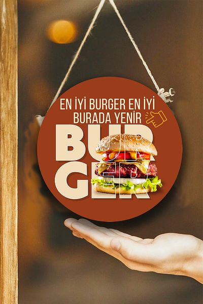 Nod Double Sided Hanging Board for Hamburger Shop Welcome Sign and Wall, Door Design