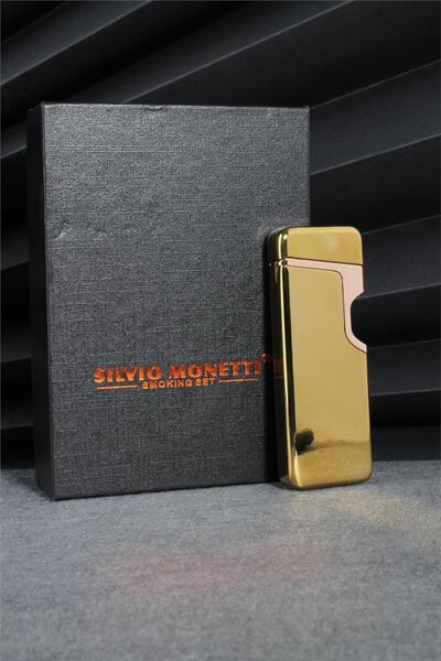Silvio Monetti Altın Renk Dokunmatik Sensörlü Tesla Şarjlı Çakmak 24csm22103r03