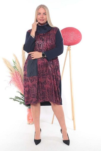lovedrobe Plus Size Women's Dress 21532-Burgundy - 44