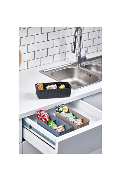 Online Kapında Lüks 3 Bölmeli Istiflenebilir Çok Amaçlı Saklama Kutusu - Düze...