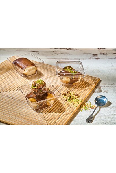 SEVAPET Sert Plastik Profiterol Tatlı Kasesi Kapaklı 5 adet