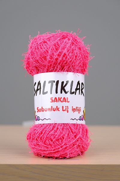SALTIKLAR Beard Soap Dispenser Loofah Yarn - Premium Pouch and Soap Dispenser Loofah 100Gram/85M Candy Pink-16