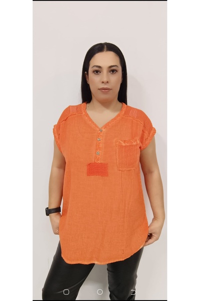 AKŞEN GİYİM BÜYÜK BEDEN PAMUK YIKAMALI KUMAŞ OMZU VE CEBİ  FİLE DETAYLI DÜŞÜK...