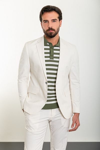 Mcr Straight Slim Fit Mono Collar Men's Suit Stone - 45306.24Y