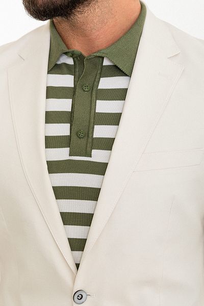 Mcr Straight Slim Fit Mono Collar Men's Suit Stone - 45306.24Y