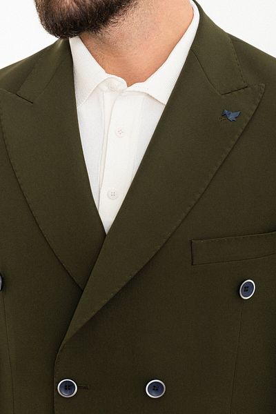 Mcr Straight Slim Fit Wide Collar Double Breasted Men's Jacket Khaki - 40363.24Y