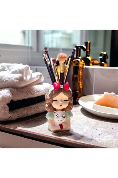 TAŞDEVRİLIFE Kalemlik Sukulent Saksı Lık Biblo Kız Büyük Boy