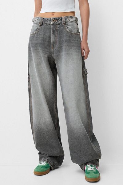 Bershka Adjustable balloon fit carpenter jeans