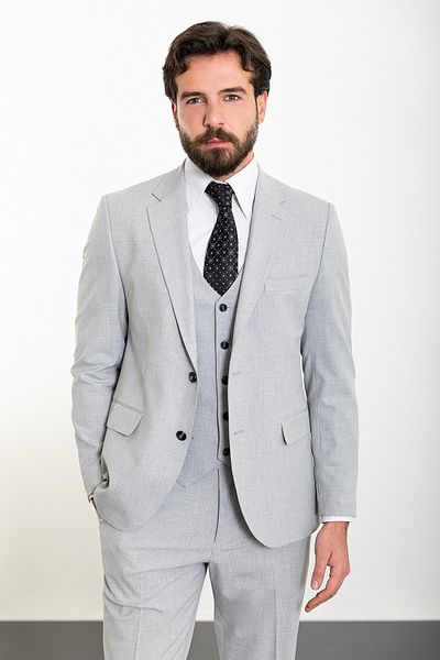 Mcr Straight Slim Fit Mono Collar 4 Drop Classic Men's Suit Gray - 45317.24Y
