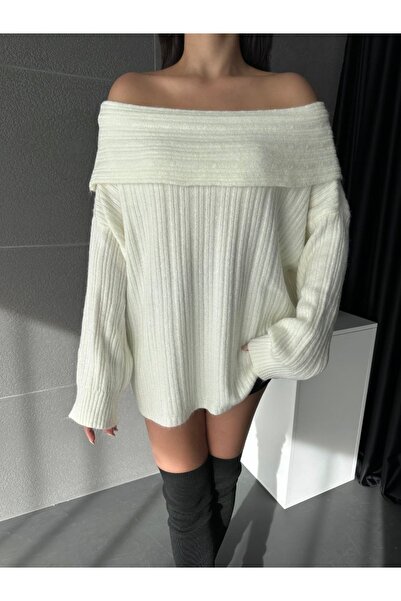 sportiness Pulover de tricotaj oversize, cu umeri de damă