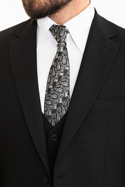 Mcr Straight Slim Fit Mono Collar Classic Men's Suit Black - 45313.24Y