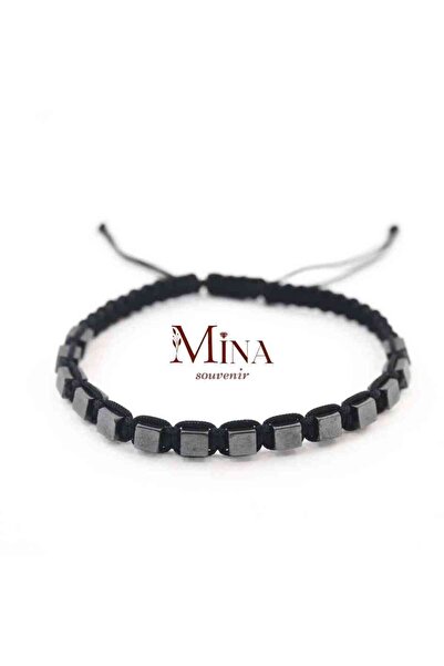 Mina Souvenir HEMATIT سوار من الحجر الطبيعي المحبوك من الحجر الطبيعي