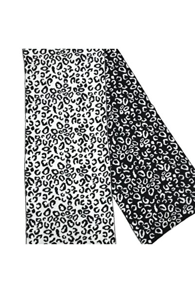 AXE SPORTSWEAR Χειμερινό γυναικείο σάλι - Λευκό-Μαύρο, Μαλακή υφή, Σάλι ώμου με μοτίβο λεοπάρδαλης διπλής όψης