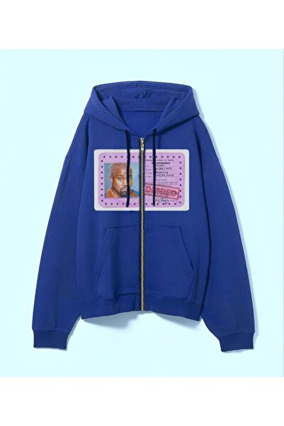 MAYDAY CULTURE Kanye West Mavi Regular Fit Düz Kesim Unisex Ceket Kapşonlu Fermuarlı Sweatshirt Hırka Y2K Grunge