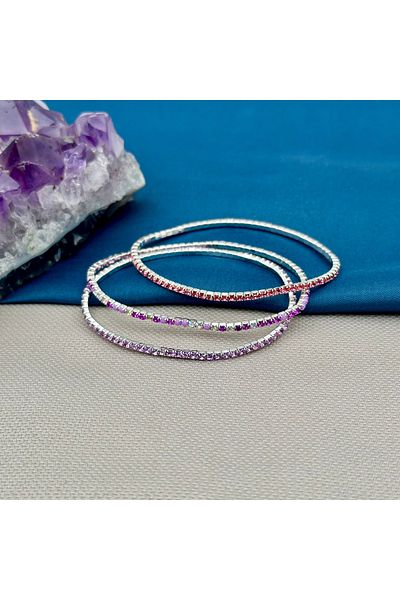 Opia Takı & Aksesuar Jewelled Elastic Waterway Pink Tones Triple Bracelet