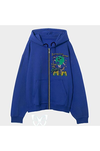 MAYDAY CULTURE Jachetă unisex vintage albastră, cu croială dreaptă, cu glugă ...