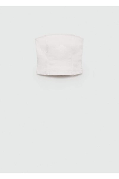 MANGO Woman Strapless Denim Blouse