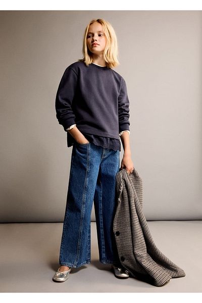 MANGO Kids Cotton sweatshirt with embroidery detail