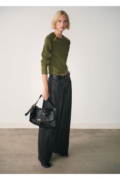 MANGO Woman Sweater with Stone Detail on Buttons
