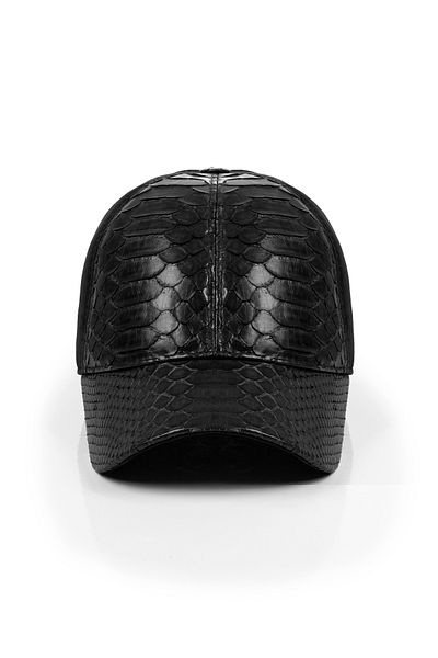 fubileather Бейзболна шапка от естествен велур с детайли от змийска кожа