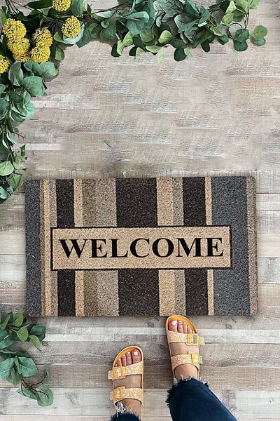 Valerine Life Blue Line Patterned Welcome Welcome Door Mat 45X70Cm