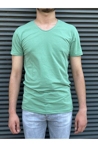 ayakuydur Green Men's V-neck T-shirt - Basic