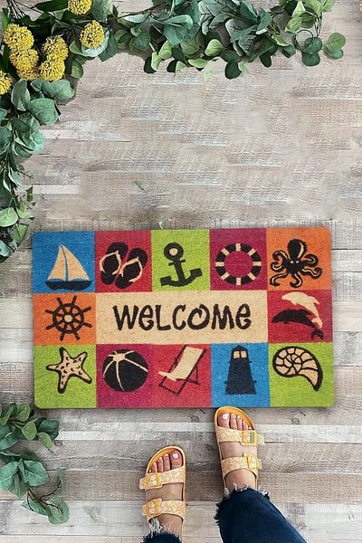 Valerine Life Starfish Lantern and Holiday Themed Welcome Welcome Door Mat 45X70Cm