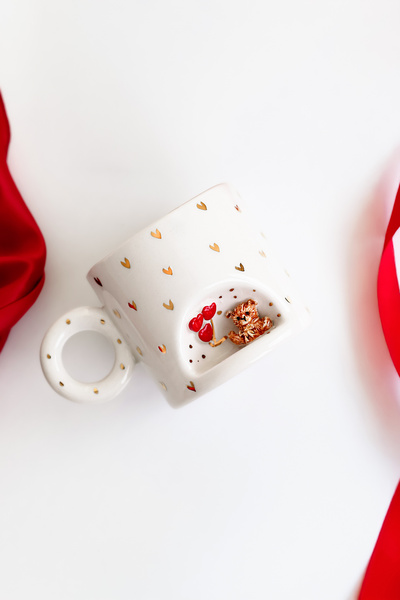 SİNEM YAMAN HOME KALP AYICIK EL YAPIMI SERAMİK KUPA / HANDMADE SERAMİK KUPA