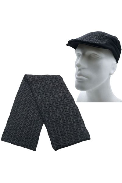 AXE SPORTSWEAR Men's Winter Set of 2 - Wool Patterned Cap Hat and Scarf Hat