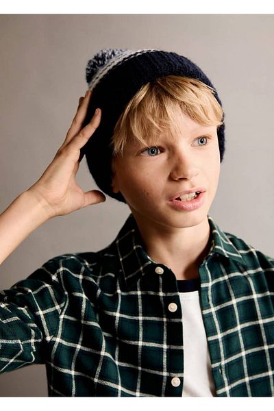 MANGO Kids Jacquard-Bommelmütze