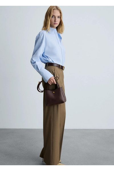MANGO Woman Мини чанта за пазар с метални детайли
