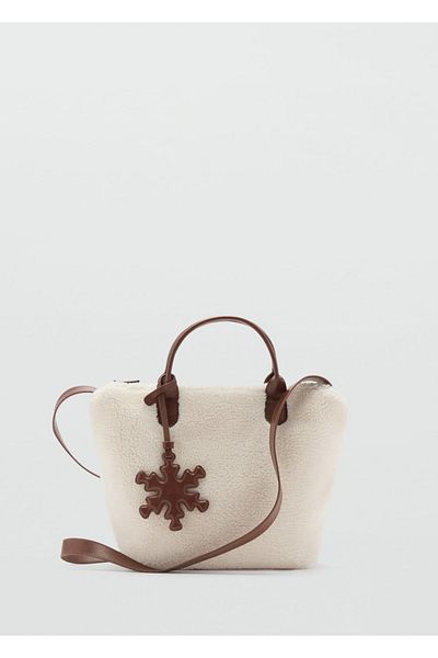 MANGO Kids Combined Fur Look Leather Bag