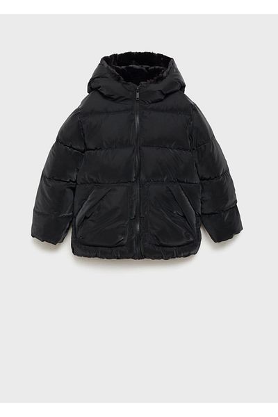 MANGO Kids Quilted Anorak - Faux Fur Hood
