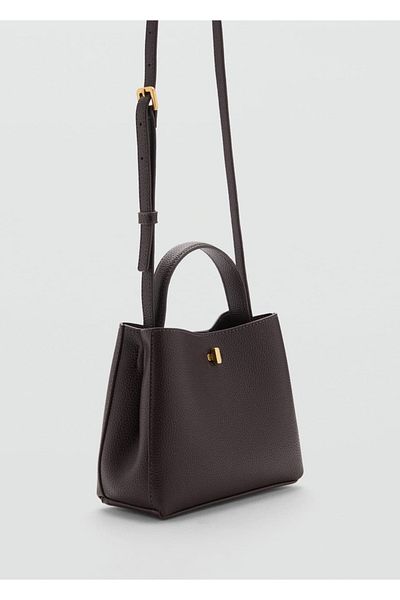 MANGO Woman Мини чанта за пазар с метални детайли