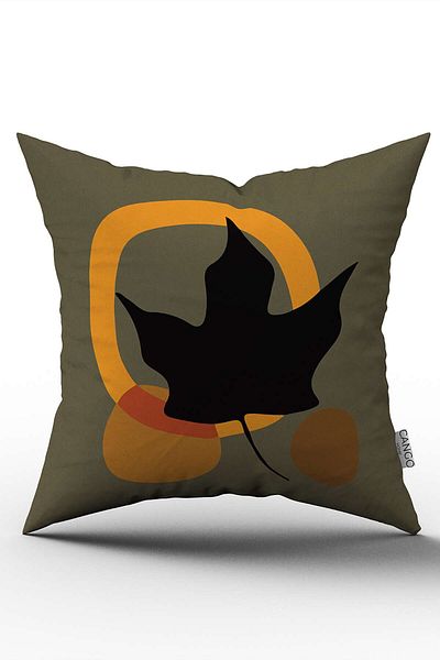 Cango Home Green Brown Modern Style Leaf Patterned Digital Printed Throw Pillow Pillow Case Cgh675