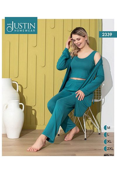 Mrs Justin 2339 Set de pijamale din trei piese pentru femei și îmbrăcăminte pentru acasă