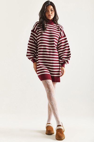 İKLİM LİFE Striped Ballon Sleeve Tunic