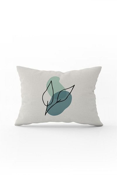 Cango Home Față de pernă cu pernă, cu model de frunze, în stil modern, albastru, verde, imprimată digital Cgh668-3550