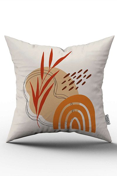 Cango Home Pernă de pernă cu model modern boem portocaliu maro imprimată digital - Cgh649