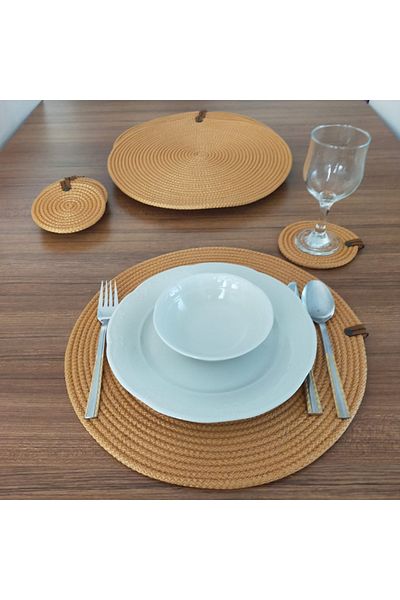 NVSisters 6-Piece 12-Piece American Service, Wicker Charger Set, Plate and Coaster Set