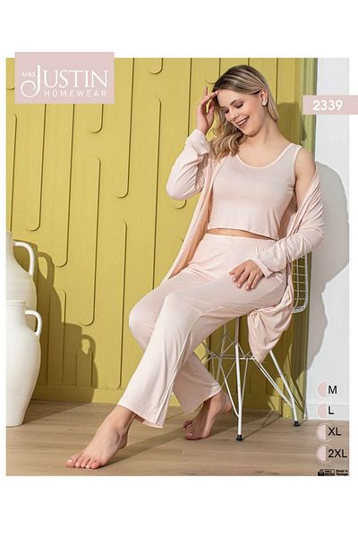 Mrs Justin 2339 Dressing Gown Strappy Women's Triple Pajamas Set & Home Wear