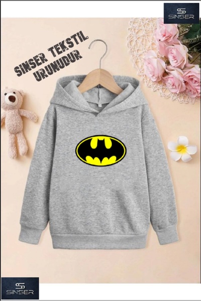 SİNSER TEKS Devojčica/Dječak Bela Sa kapuljačom ''BATMAN'' Štampano Dukserica